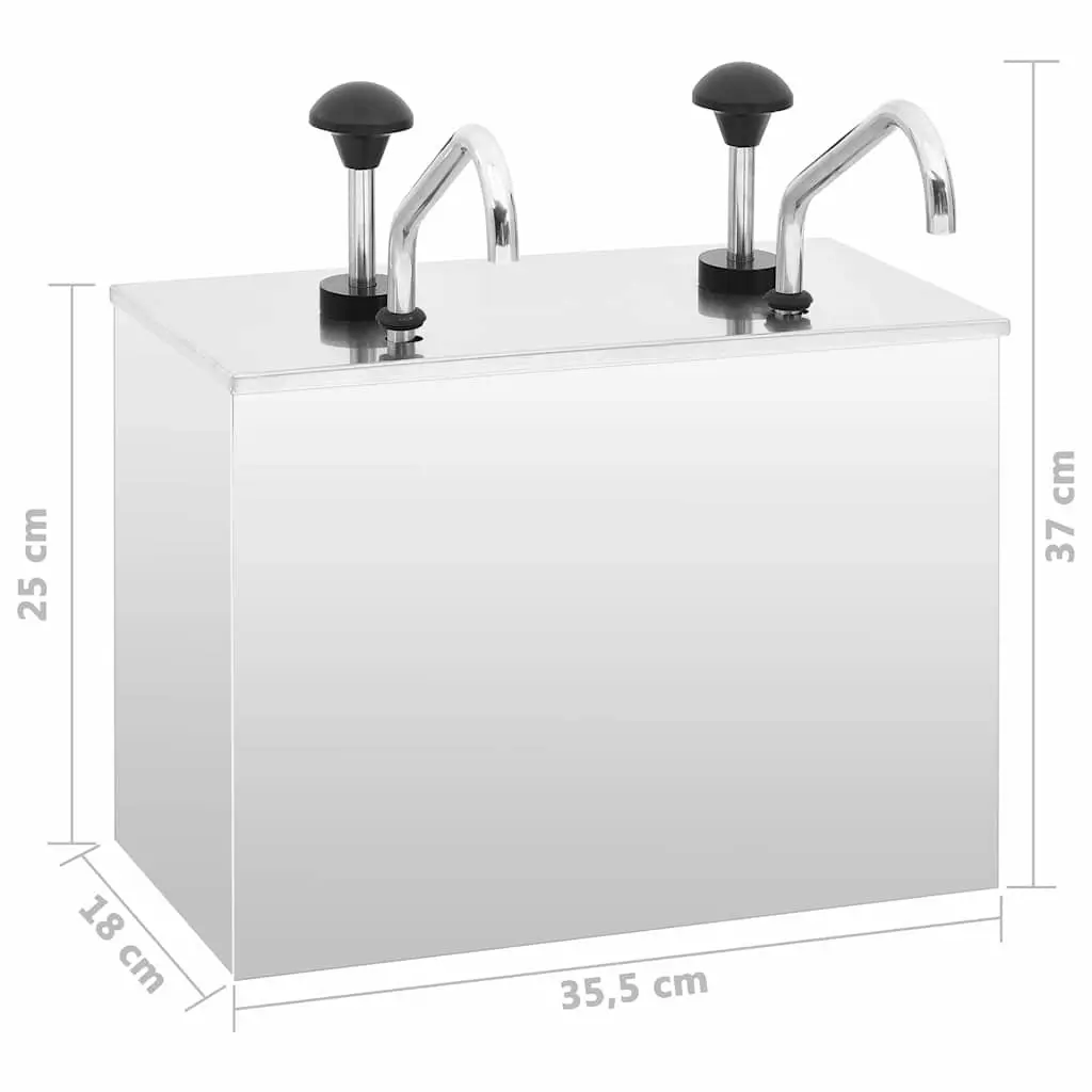 Sauce Dispenser Pump Stainless Steel 2 x 3.5L Silver