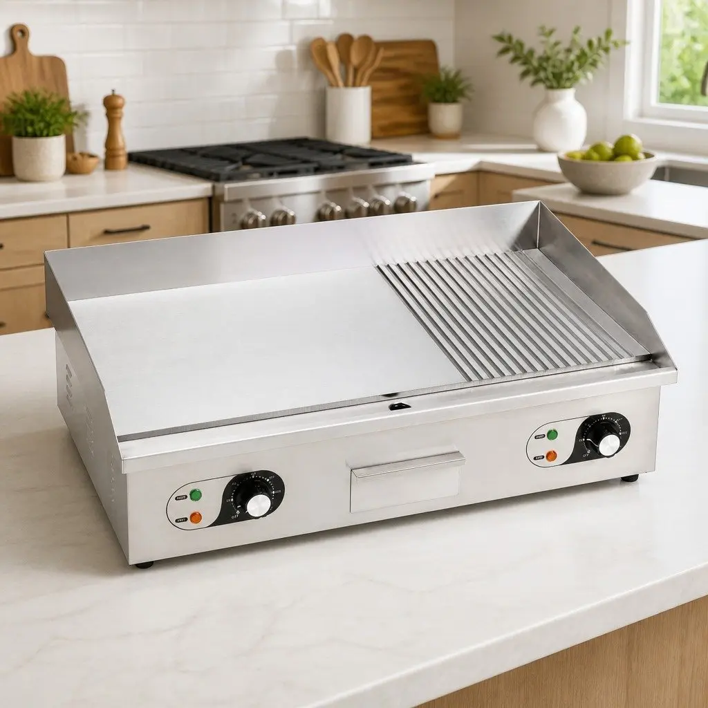 Electric Griddle Cooking Appliance Dual Surface 4400W Stainless Steel Silver