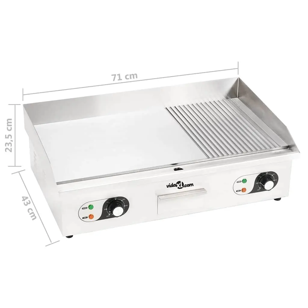 Electric Griddle Cooking Appliance Dual Surface 4400W Stainless Steel Silver