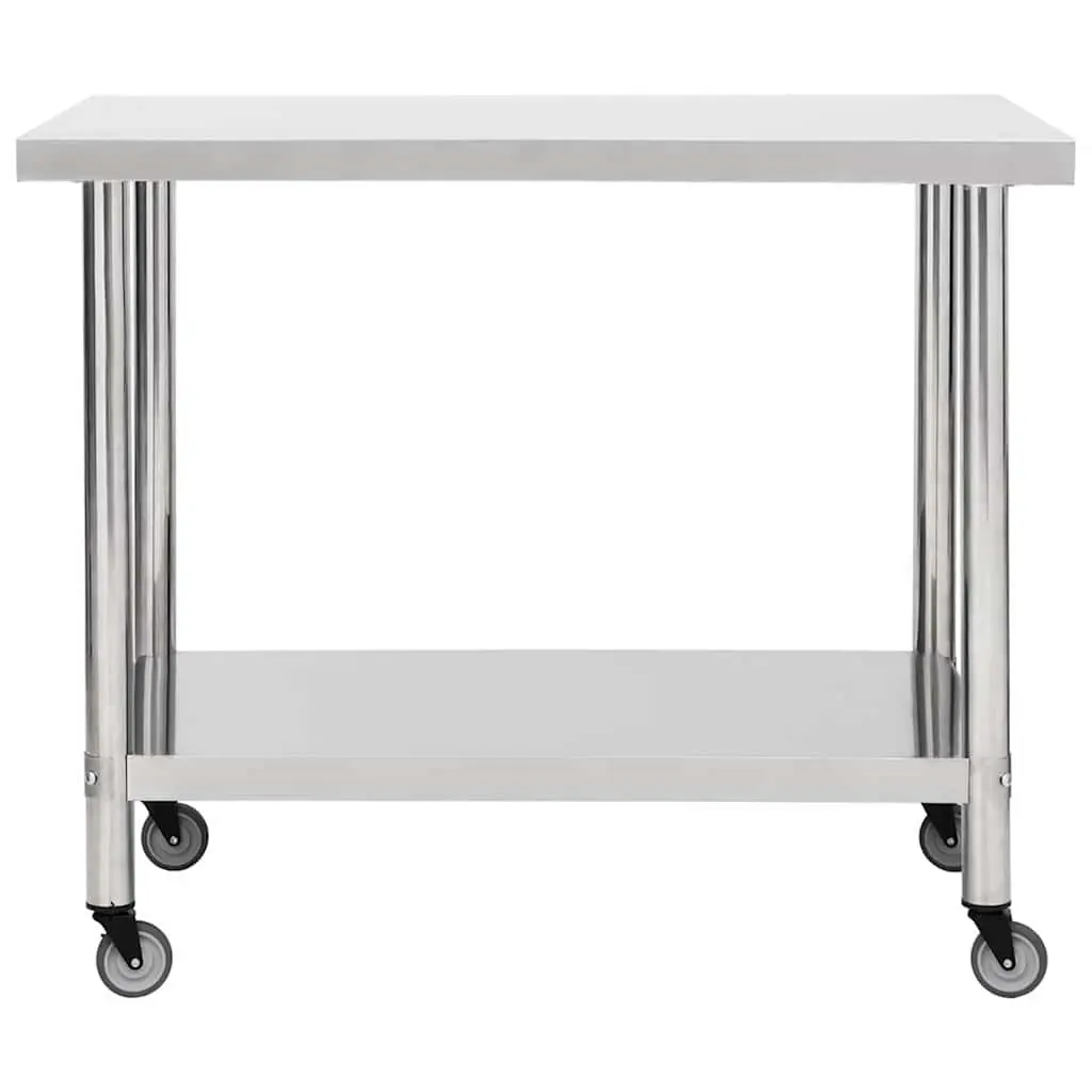Commercial Work Table Mobile Food Prep Station 80 x 60 x 85 cm Stainless Steel