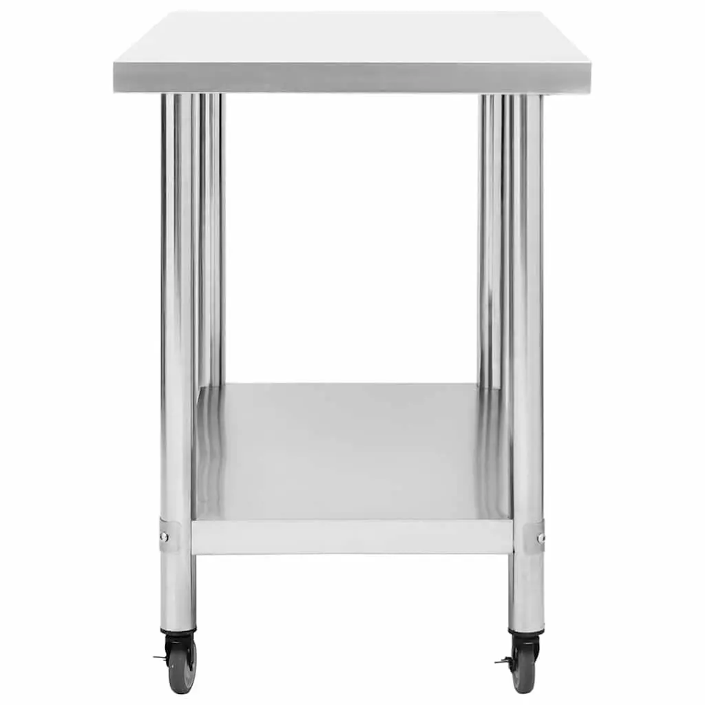Commercial Work Table Mobile Food Prep Station 80 x 60 x 85 cm Stainless Steel
