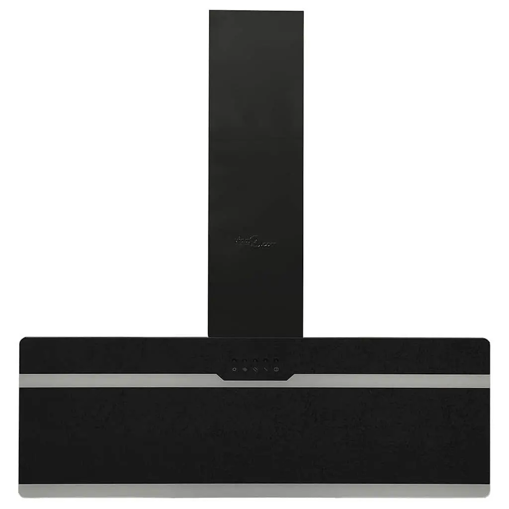 Wall Range Hood Kitchen Extractor 90cm Black Tempered Glass 297m³/h