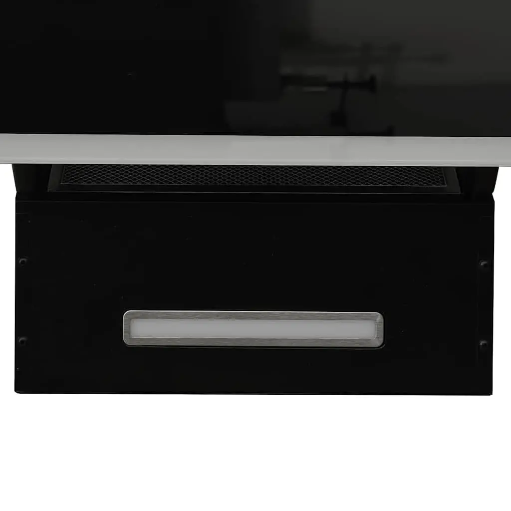 Wall Range Hood Kitchen Extractor 90cm Black Tempered Glass 297m³/h