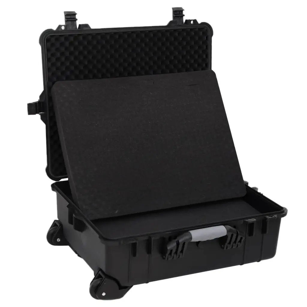 Flight Case Hard Shell Portable Travel Luggage Black Wheeled 63 x 50 x 23 cm