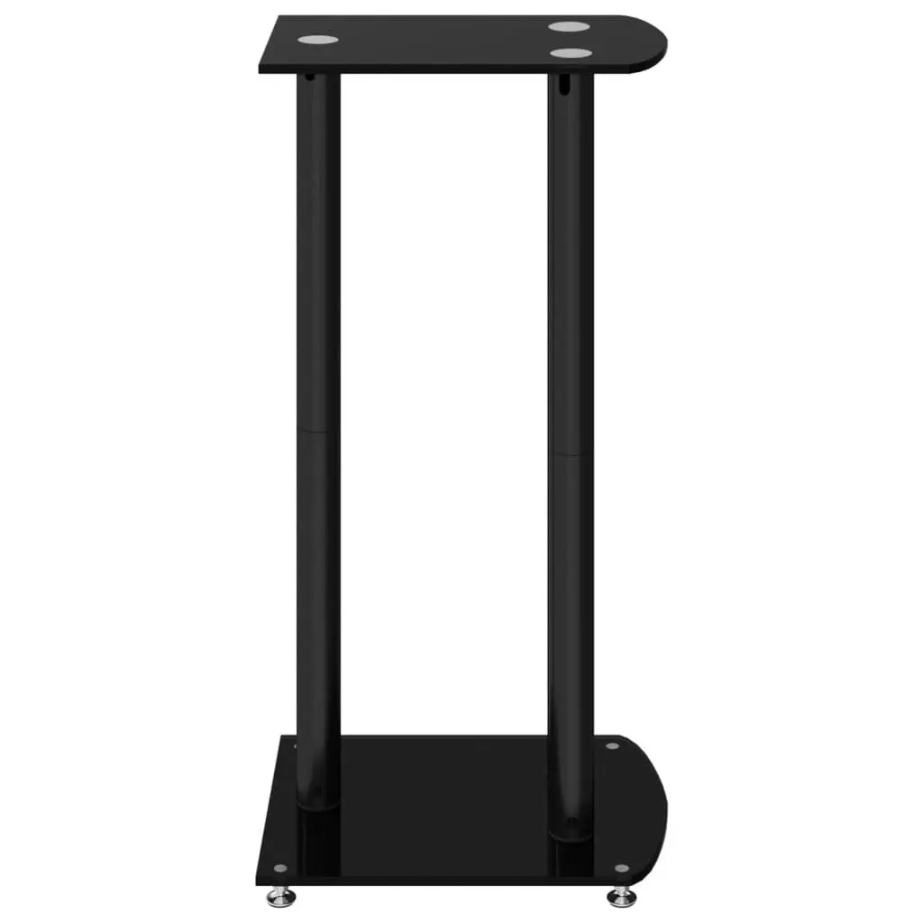 Speaker Stands Pair Black Tempered Glass 3 Pillar Design Audio Accessories