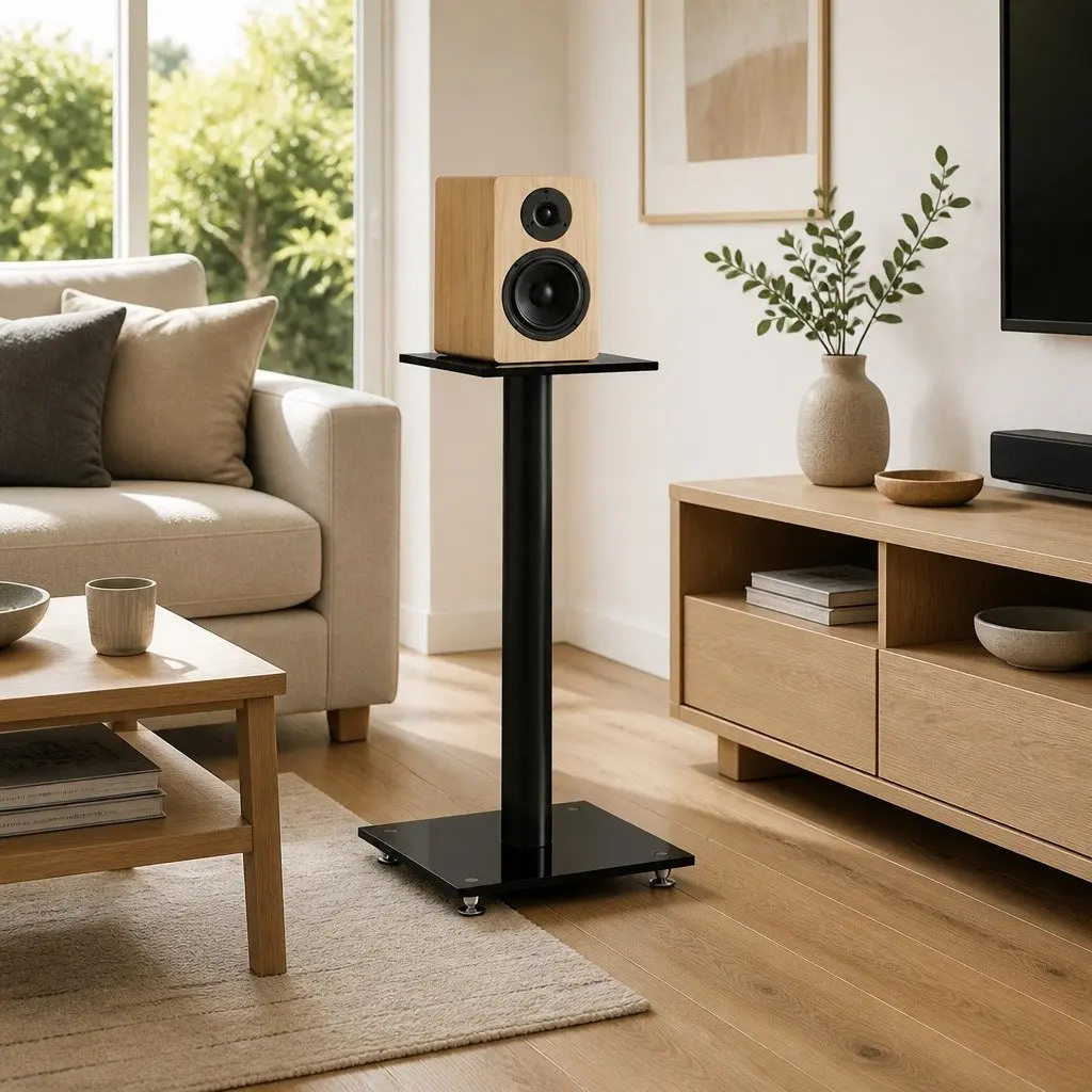 Black Speaker Stands for Audio Gear