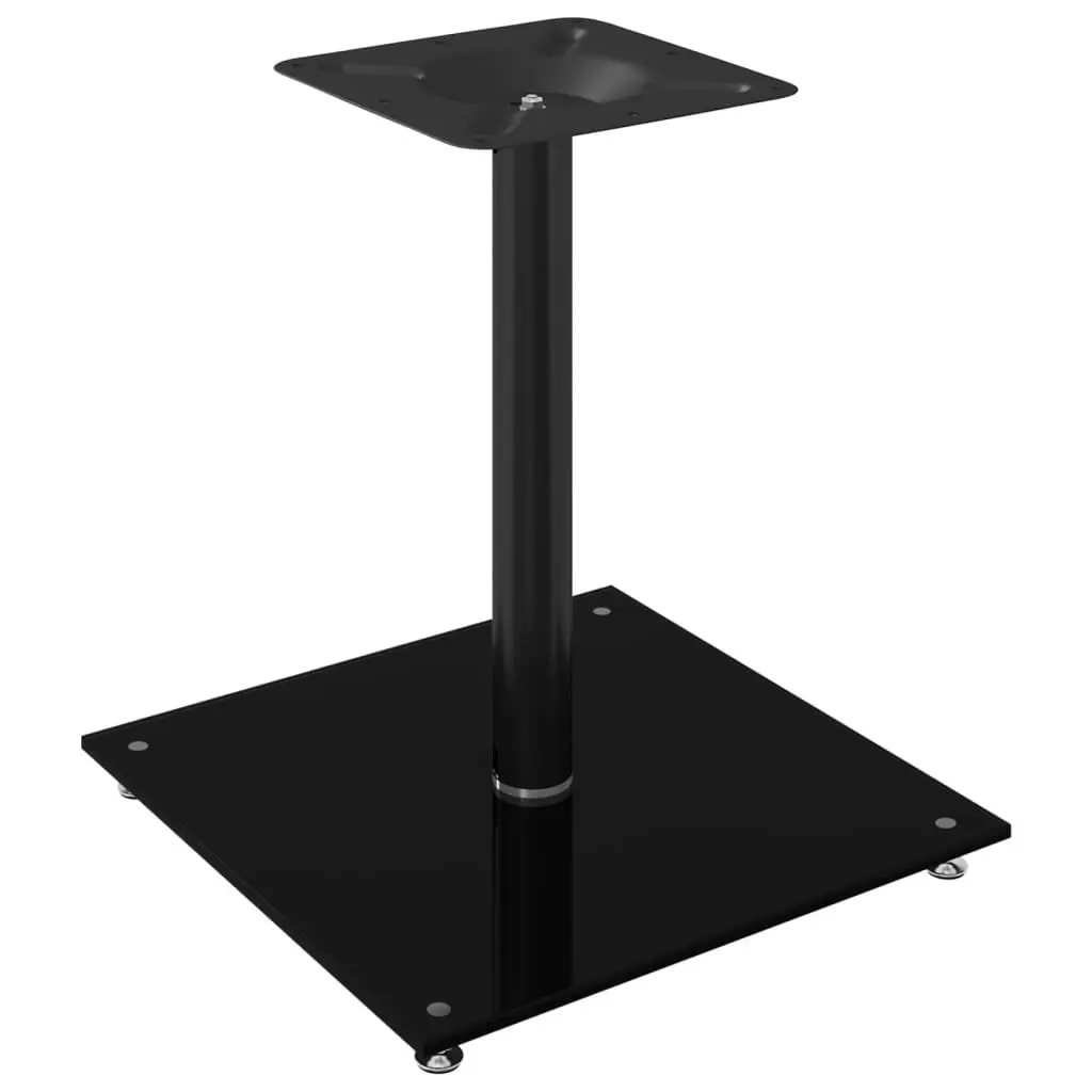 Speaker Stands Pair Black Tempered Glass Pillar Design Audio Equipment Support