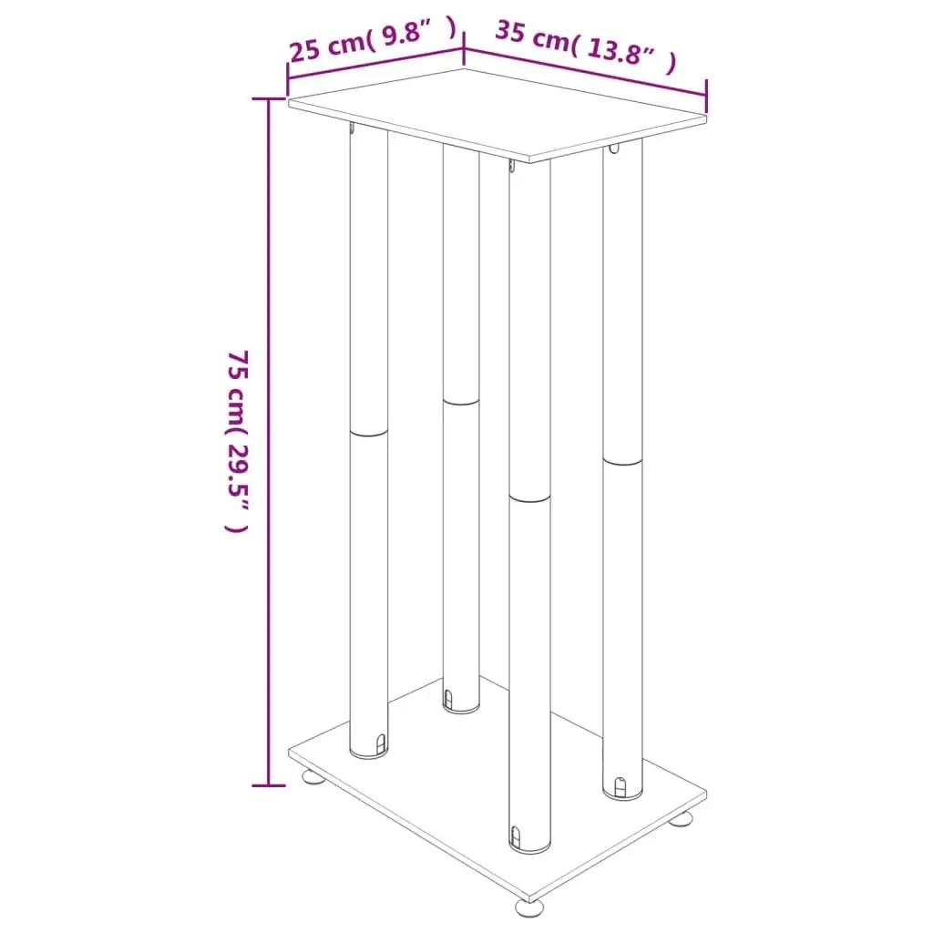 Speaker Stands Pair Tempered Glass 4 Pillars Black Audio Monitor Home Studio