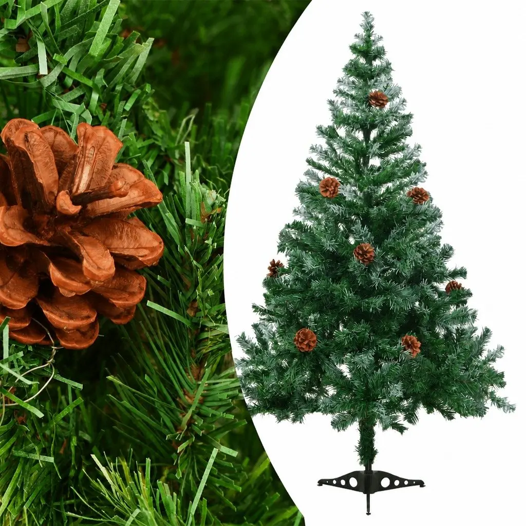 Artificial Christmas Tree 150cm Green Frosted Branches Pinecones