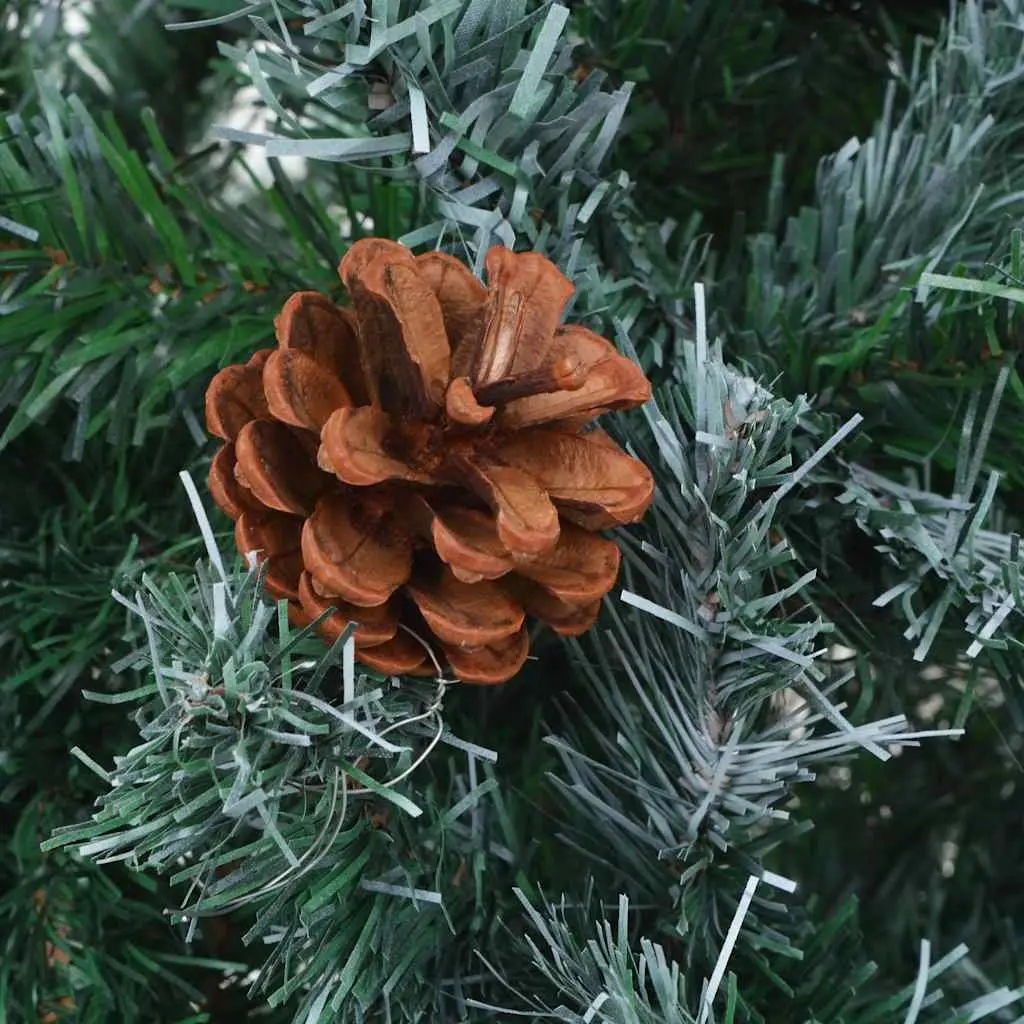 Artificial Christmas Tree 150cm Green Frosted Branches Pinecones