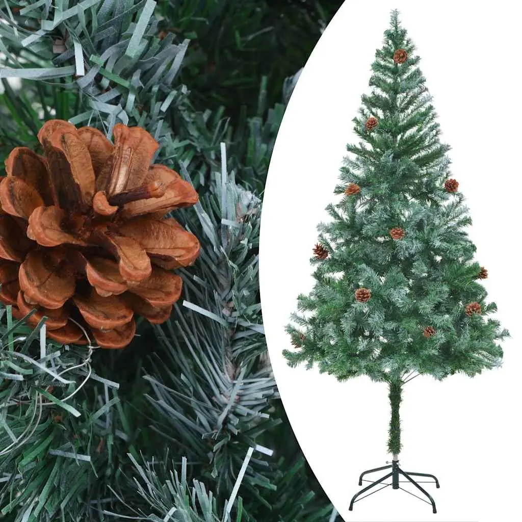 Artificial Christmas Tree Holiday Decoration 180cm Green White Tips Pinecones