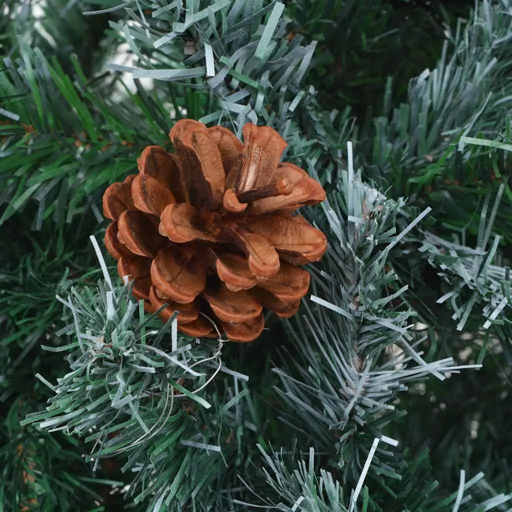 Artificial Christmas Tree Holiday Decoration 180cm Green White Tips Pinecones