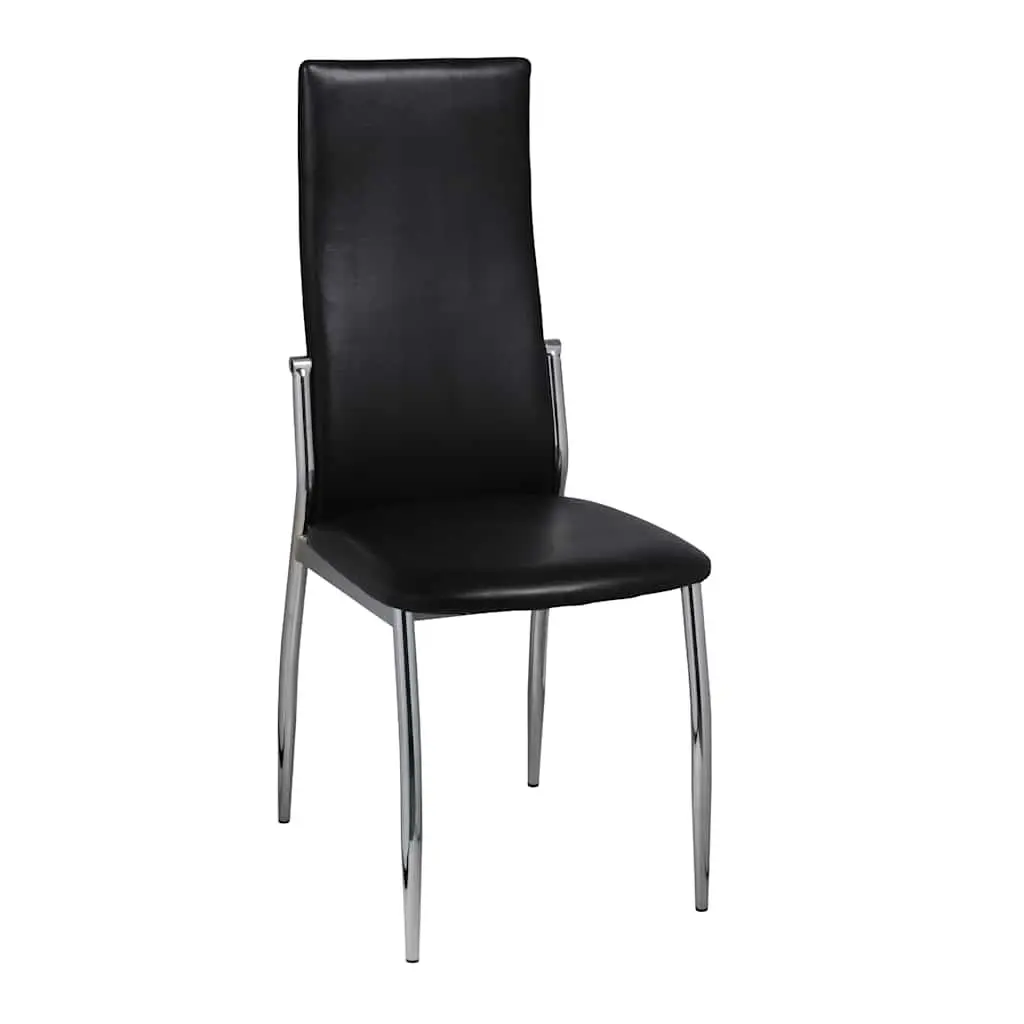 Dining Chairs Ergonomic Black Synthetic Leather Modern Kitchen Seating 2 Piece