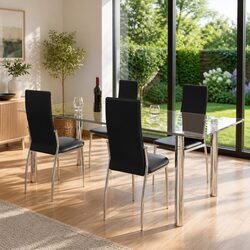 Value Pack of 4 Ergonomic Black Dining Chairs
