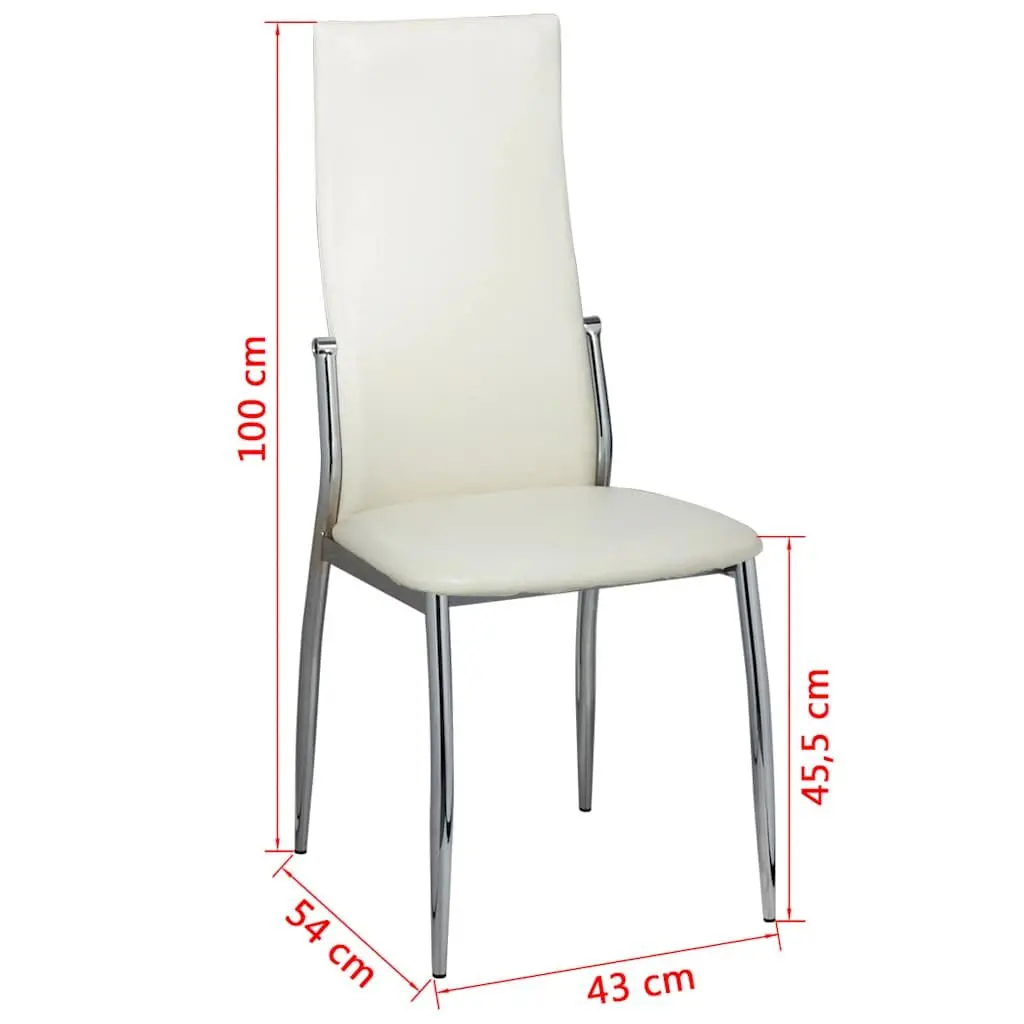Dining Chairs 2 pcs White Synthetic Leather Kitchen Modern Ergonomic Seating