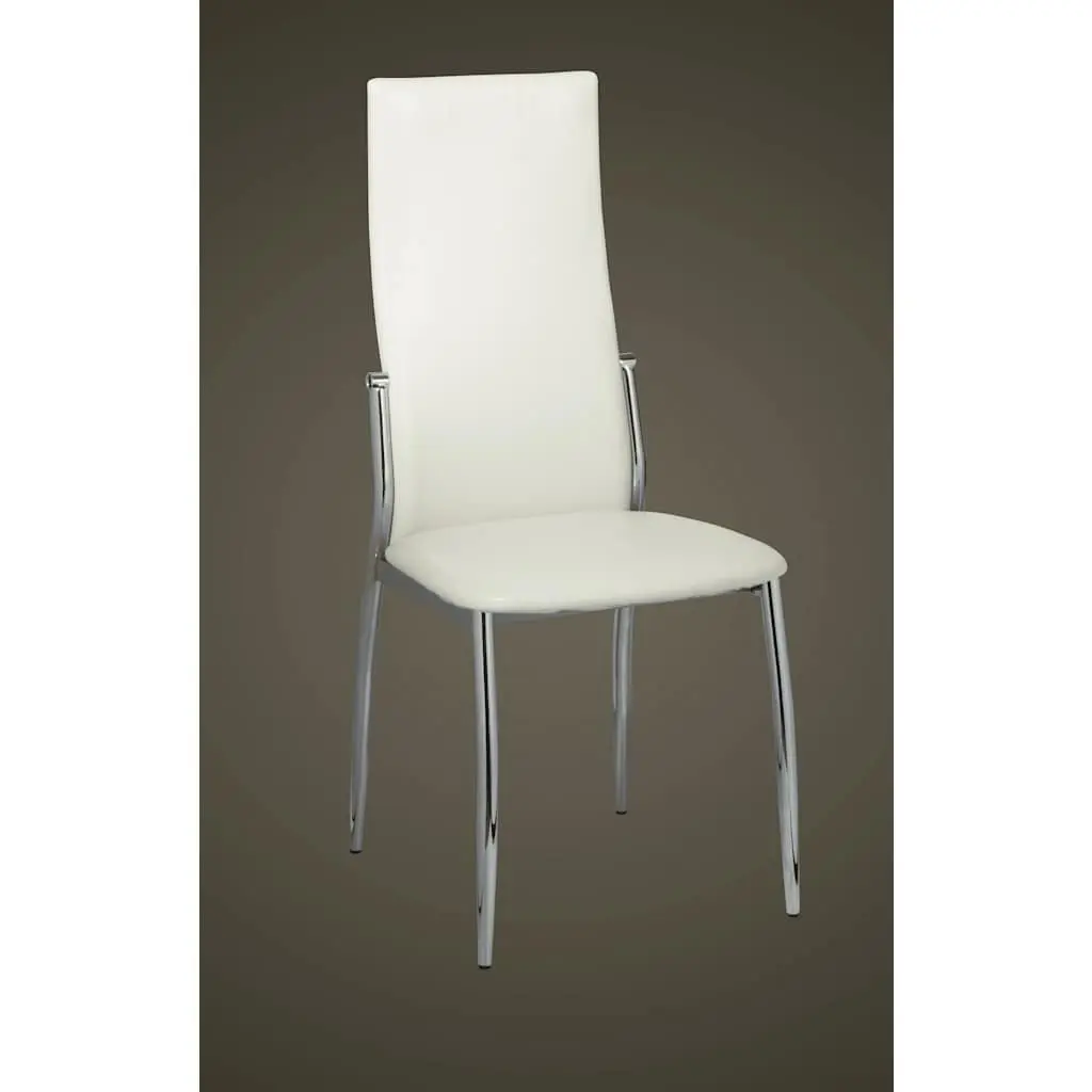 Ergonomic Dining Chairs White Faux Leather Set of 4 Kitchen Room Seating