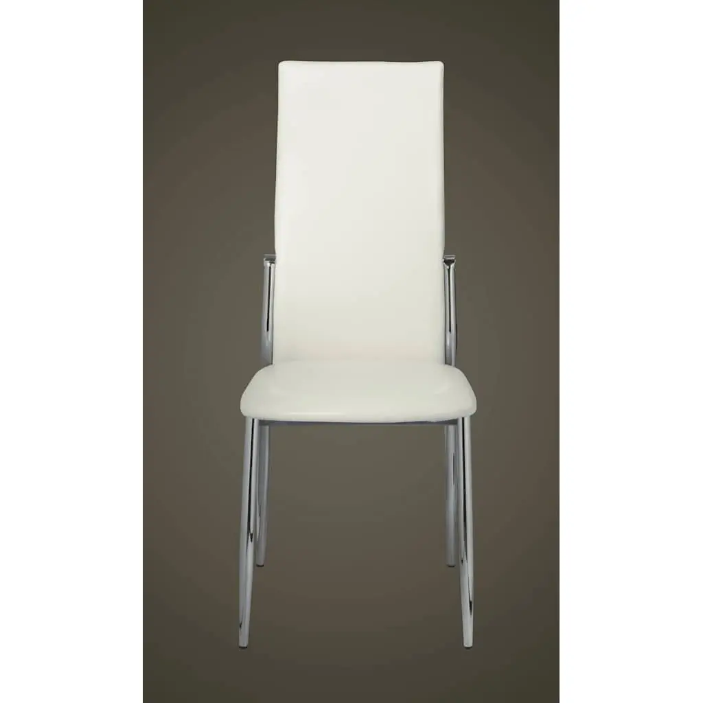 Ergonomic Dining Chairs White Faux Leather Set of 4 Kitchen Room Seating