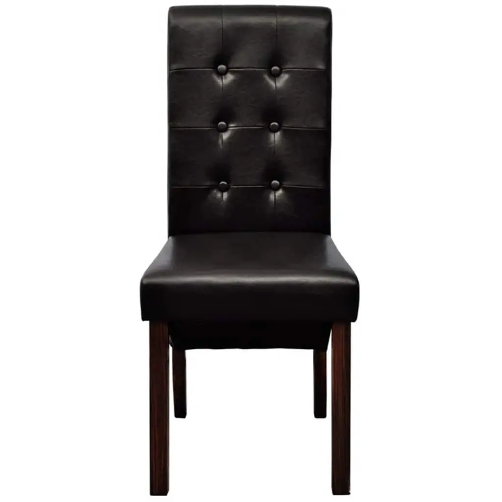Dining Chairs Ergonomic Padded Seats 2 Piece Brown Faux Leather Kitchen Room Furniture