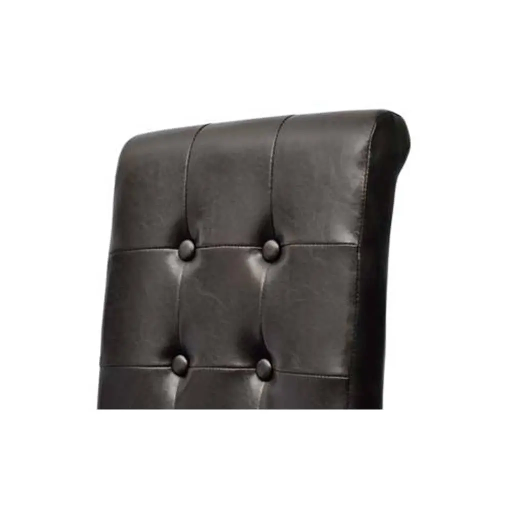 Dining Chairs Ergonomic Padded Seats 2 Piece Brown Faux Leather Kitchen Room Furniture