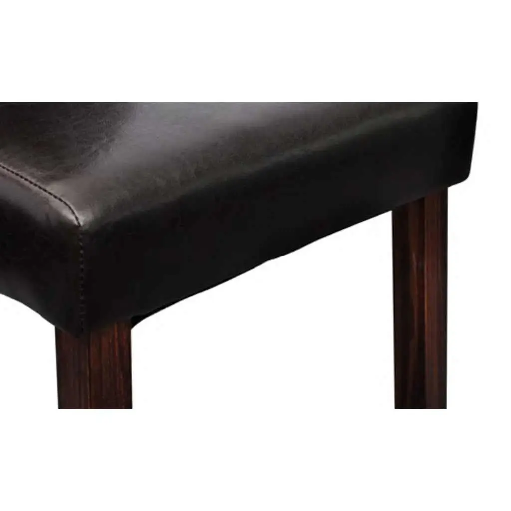 Dining Chairs Ergonomic Padded Seats 2 Piece Brown Faux Leather Kitchen Room Furniture