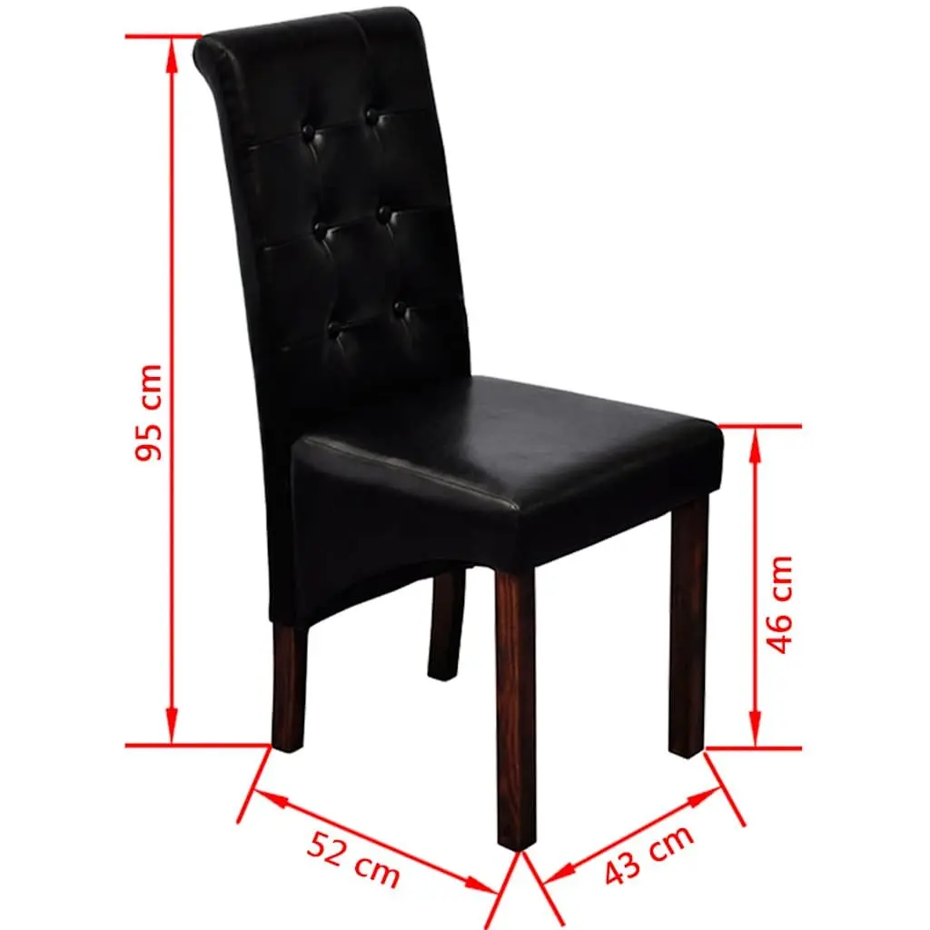 Dining Chairs 2 pcs Black Padded Seats Backrests Kitchen Room Furniture Set