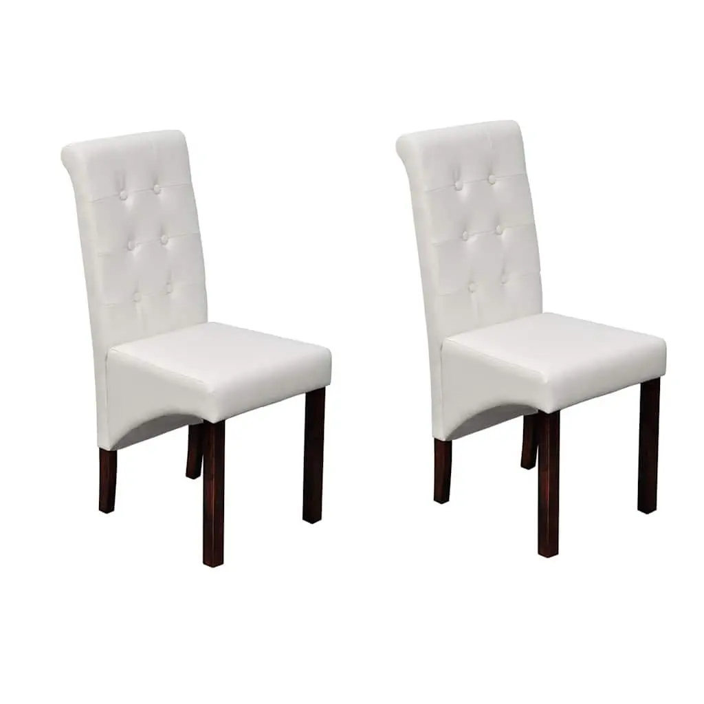 Dining Chairs Set of 2 Padded Seat Kitchen Backrest White