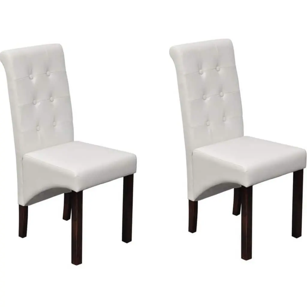 Dining Chairs Set of 2 Padded Seat Kitchen Backrest White