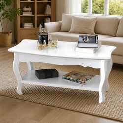 Practical White Coffee Table with Ample Storage Space