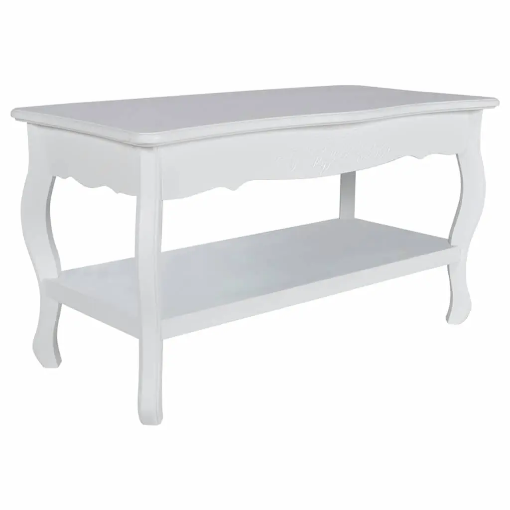 Coffee Table 2-Tier Open Shelves Living Room Storage White