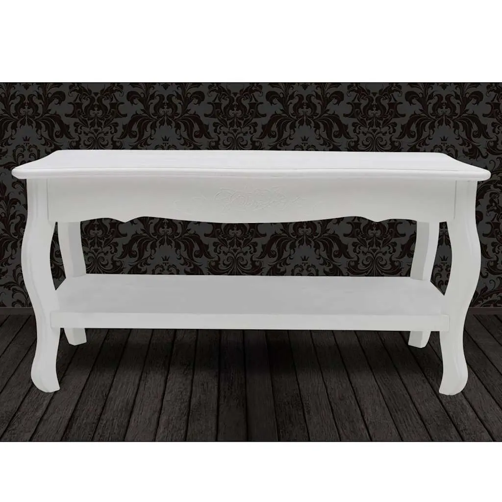Coffee Table 2-Tier Open Shelves Living Room Storage White