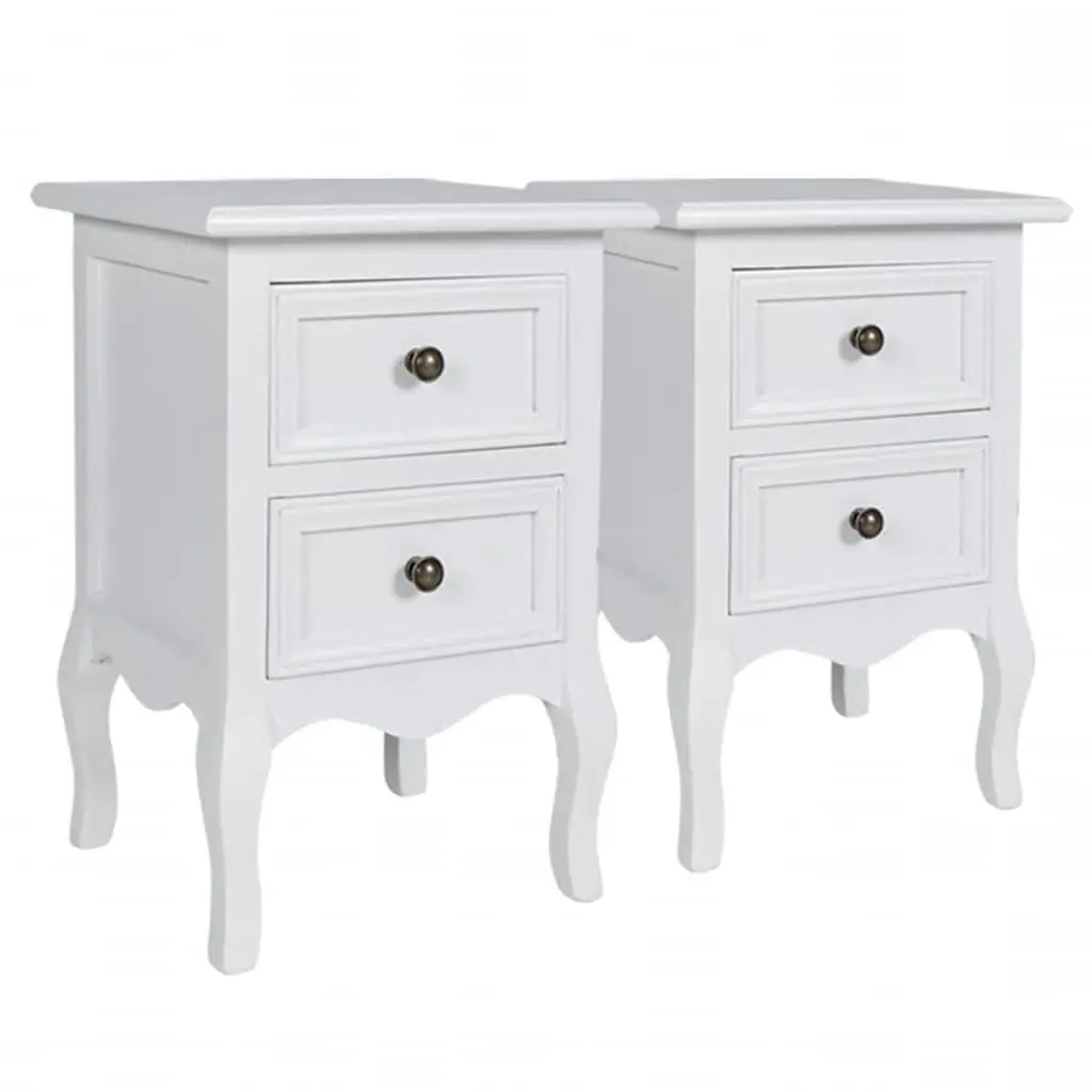 Bedside Tables Nightstands Set of 2 with Drawers White Bedroom Furniture