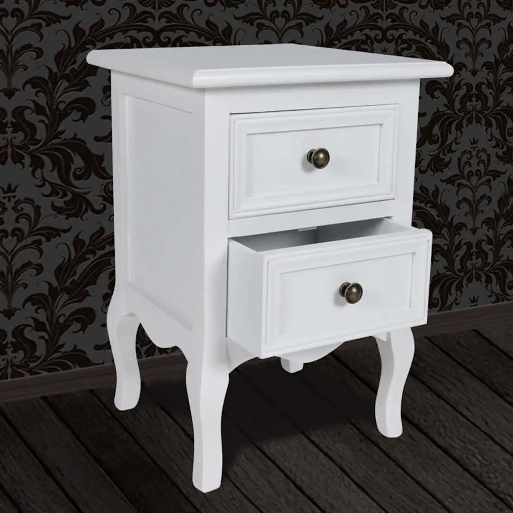 Bedside Tables Nightstands Set of 2 with Drawers White Bedroom Furniture