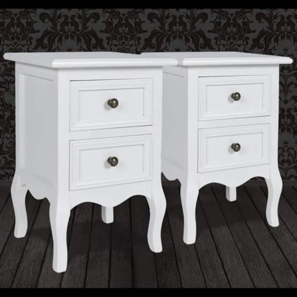 Bedside Tables Nightstands Set of 2 with Drawers White Bedroom Furniture