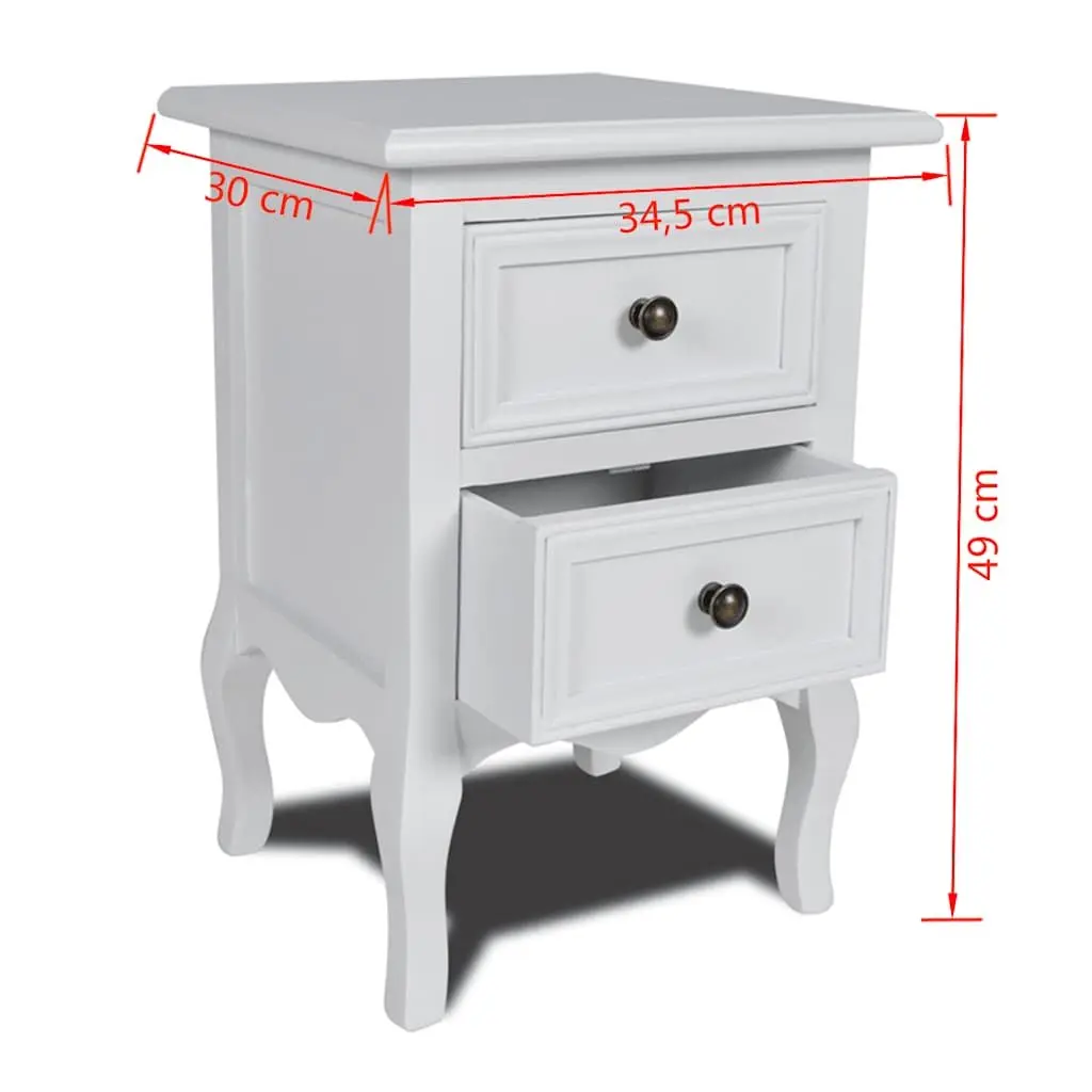 Bedside Tables Nightstands Set of 2 with Drawers White Bedroom Furniture