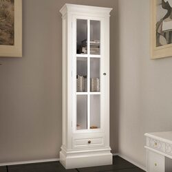 White Wooden Bookcase with 3 Shelves and Drawer