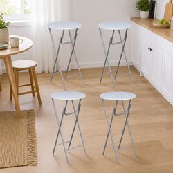 Folding Bar Tables Set of 4 White Tabletop Portable Compact Space Saving