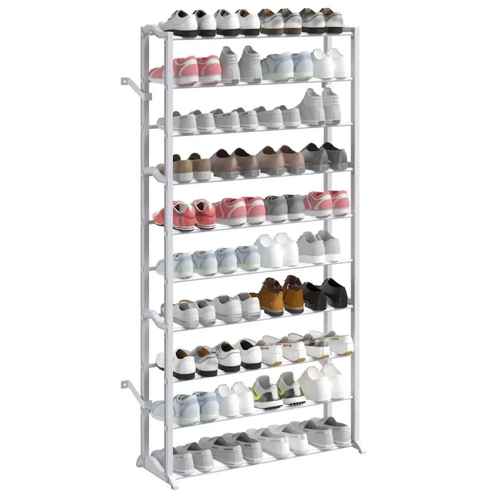 10-Tier Shoe Rack Organiser Compact White