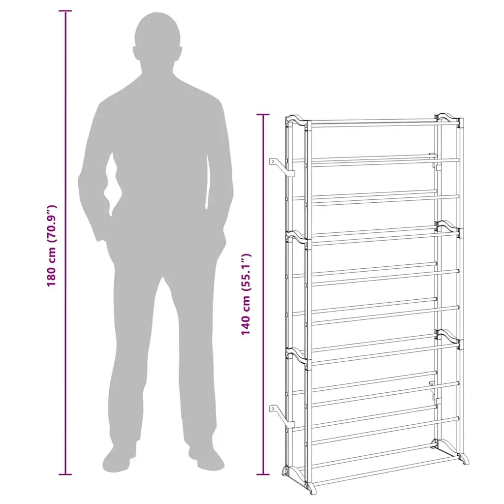 10-Tier Shoe Rack Organiser Compact White