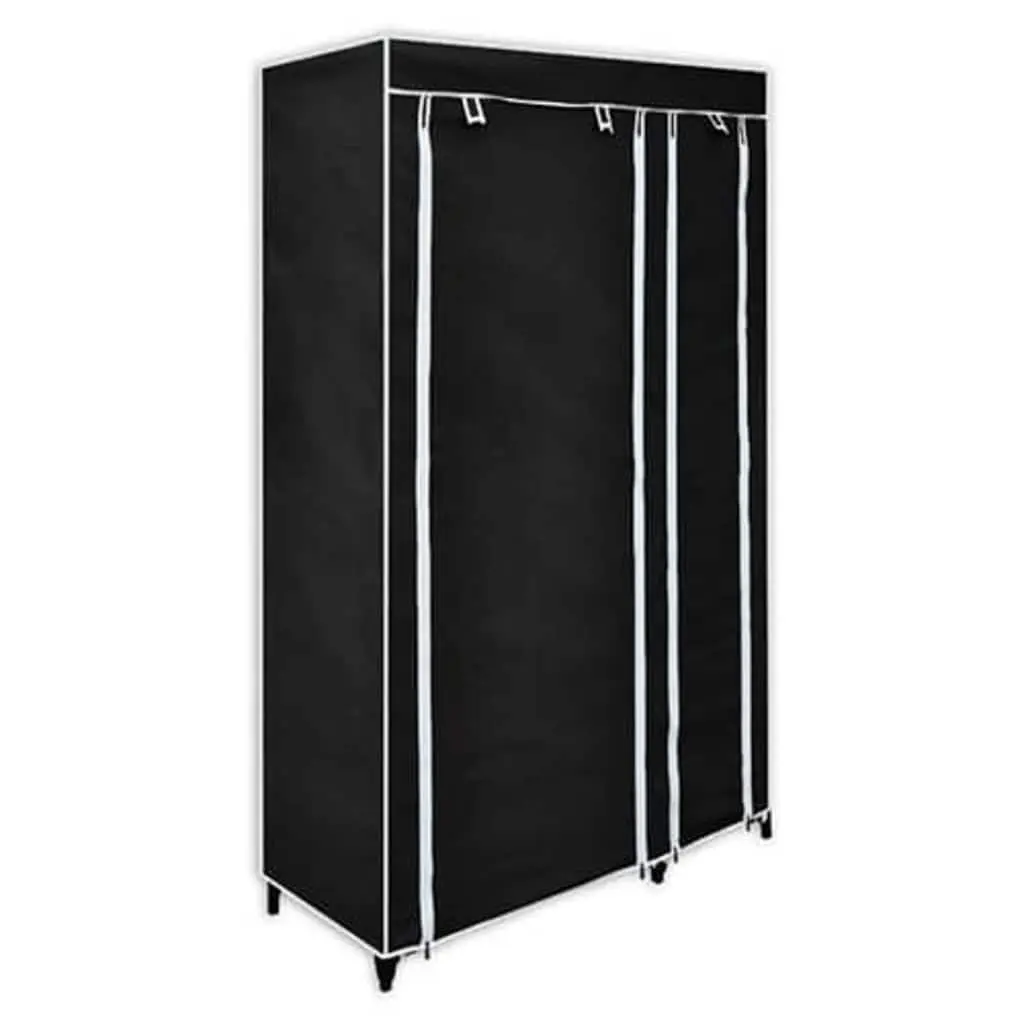 Folding Wardrobe 2 pcs Black Fabric Portable Storage Bedroom Closet Organizer