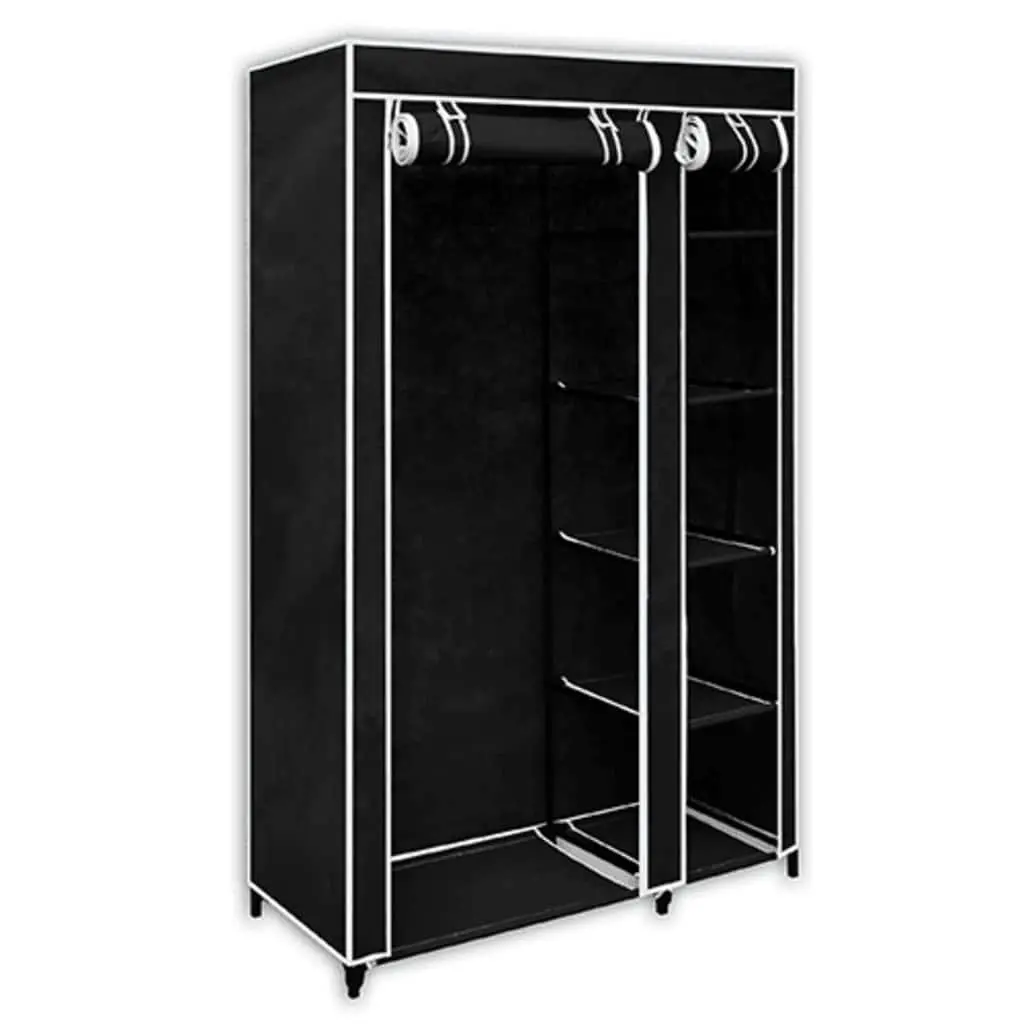 Folding Wardrobe 2 pcs Black Fabric Portable Storage Bedroom Closet Organizer
