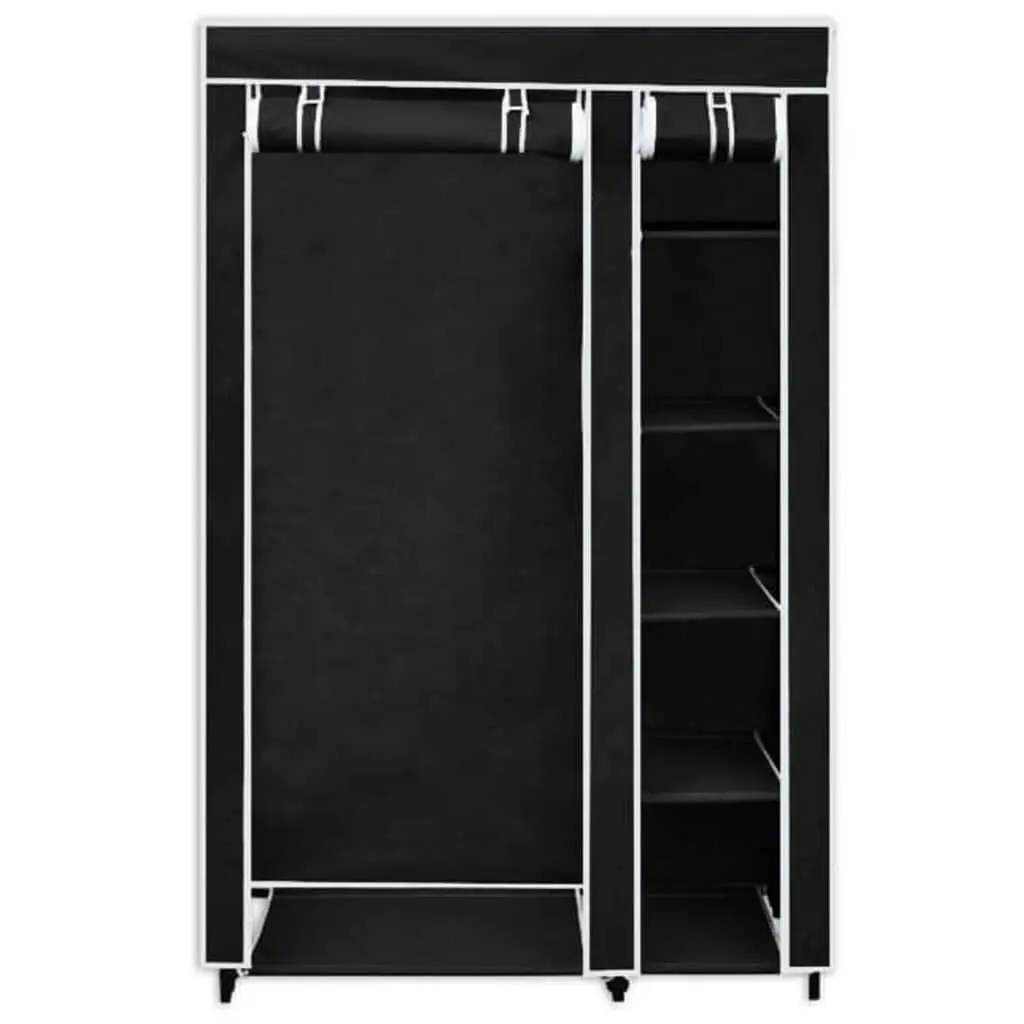 Folding Wardrobe 2 pcs Black Fabric Portable Storage Bedroom Closet Organizer