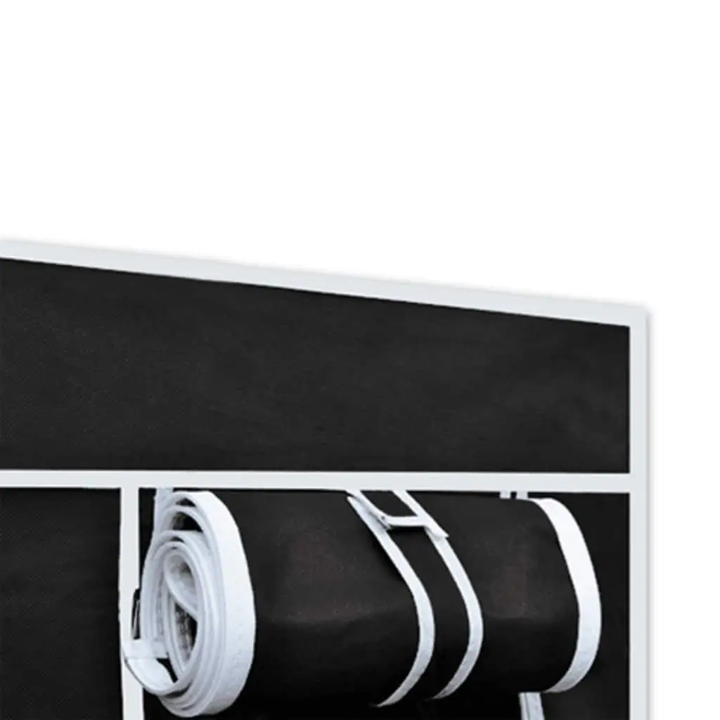 Folding Wardrobe 2 pcs Black Fabric Portable Storage Bedroom Closet Organizer