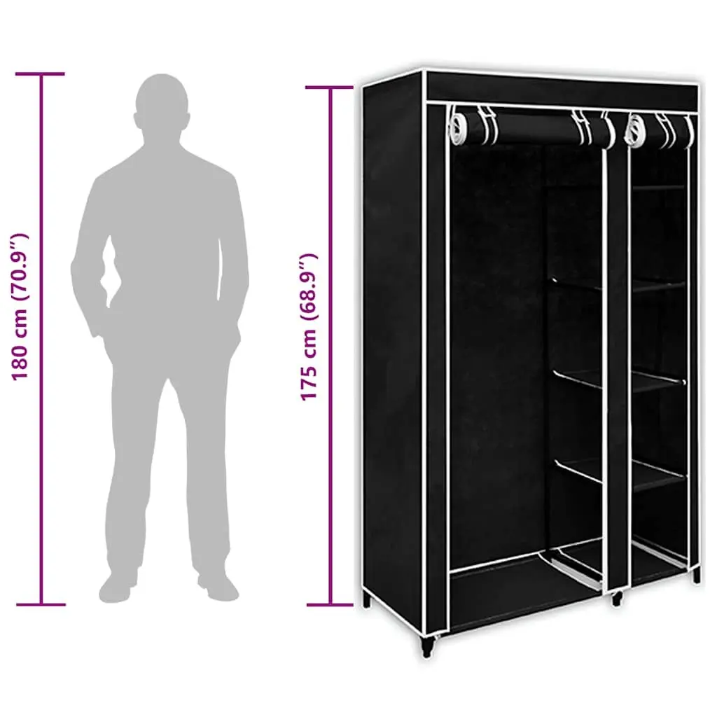 Folding Wardrobe 2 pcs Black Fabric Portable Storage Bedroom Closet Organizer