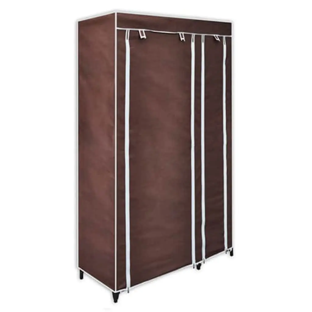 Fabric Folding Wardrobes 2pcs Brown Portable Storage Closet Bedroom Organiser