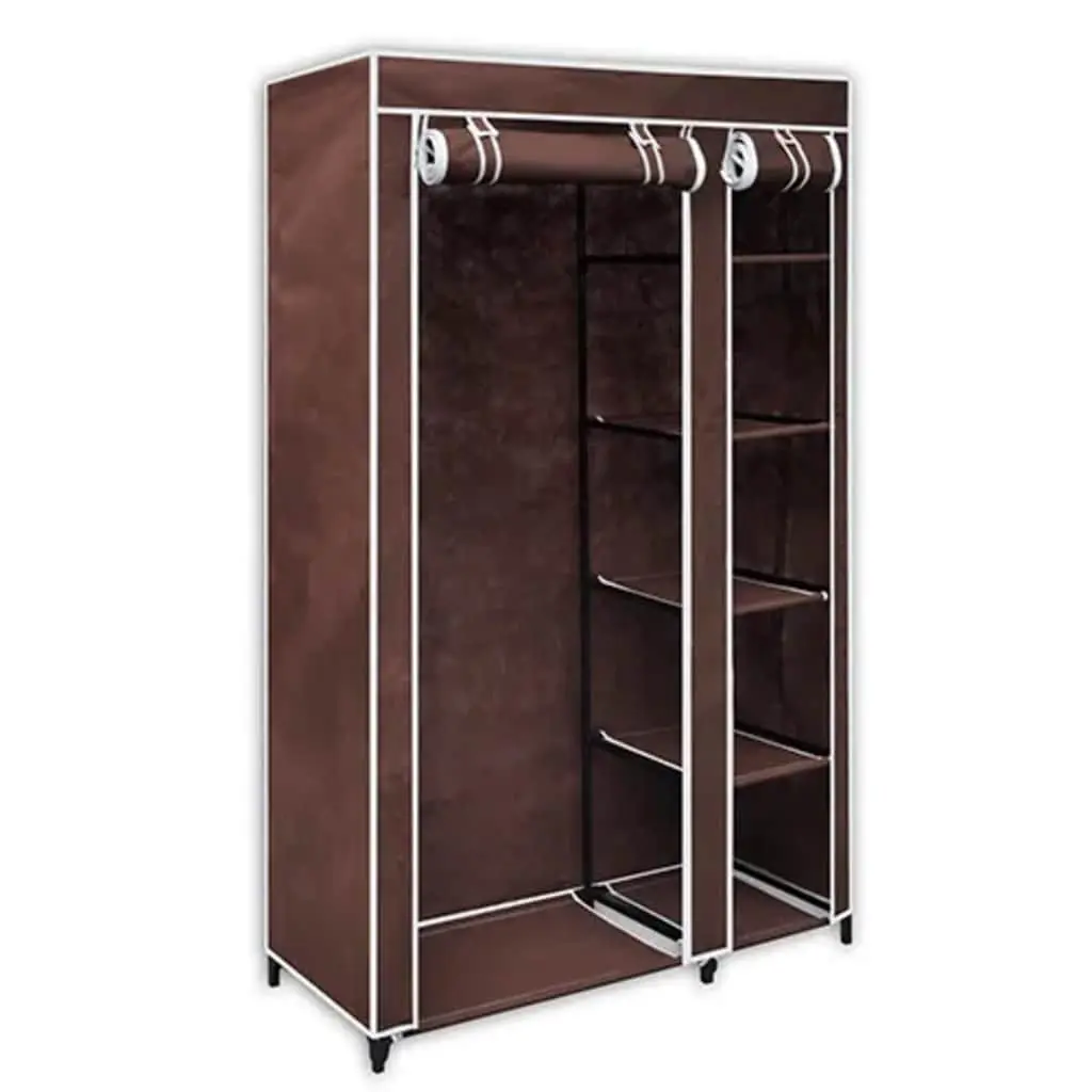 Fabric Folding Wardrobes 2pcs Brown Portable Storage Closet Bedroom Organiser