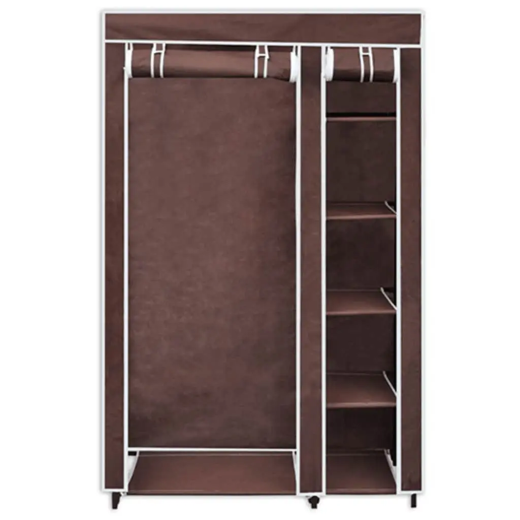Fabric Folding Wardrobes 2pcs Brown Portable Storage Closet Bedroom Organiser