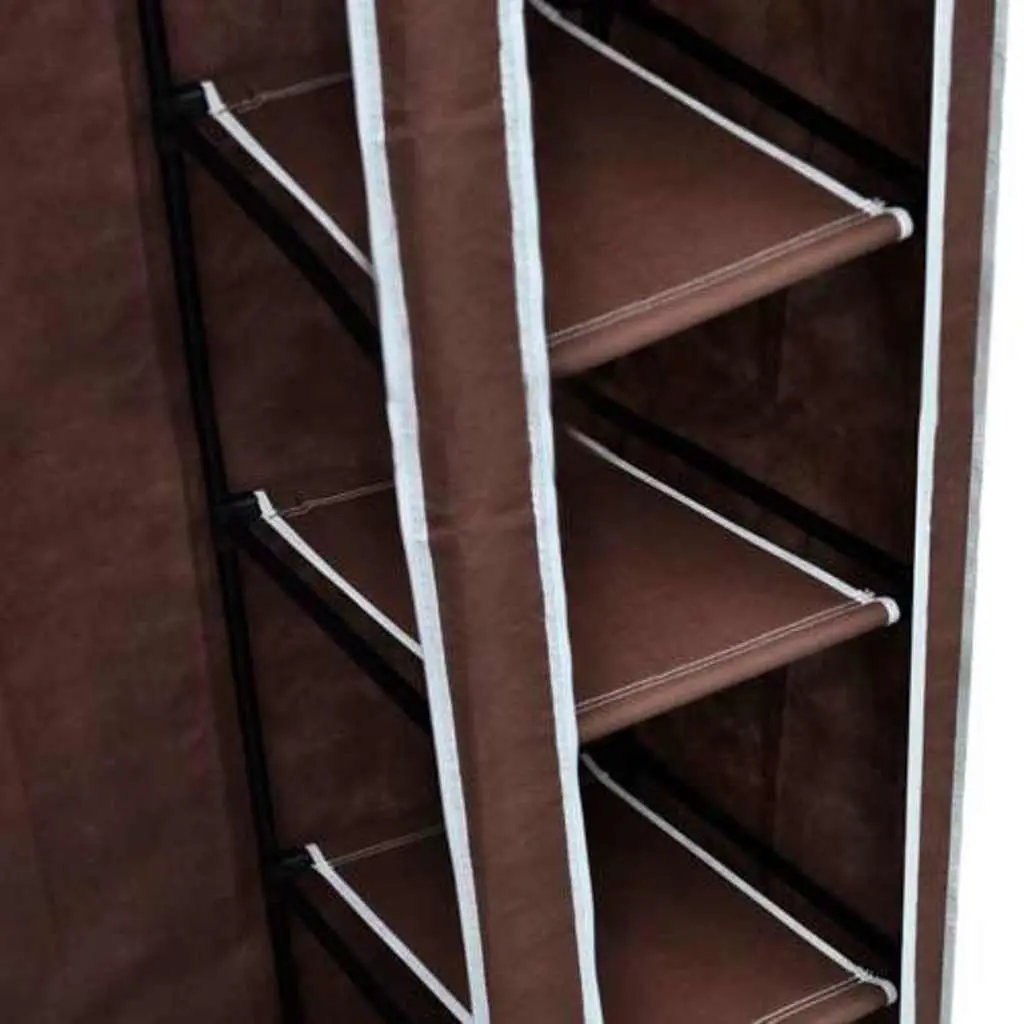 Fabric Folding Wardrobes 2pcs Brown Portable Storage Closet Bedroom Organiser