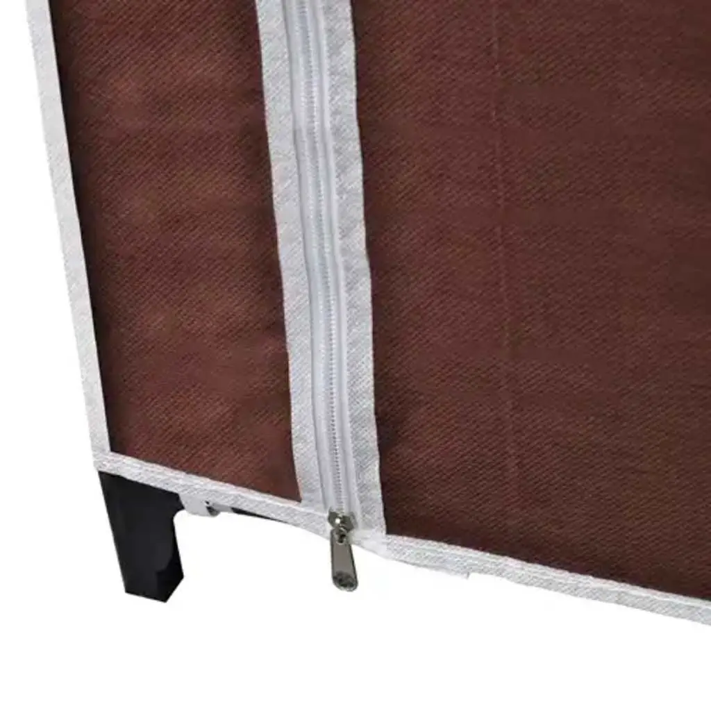 Fabric Folding Wardrobes 2pcs Brown Portable Storage Closet Bedroom Organiser