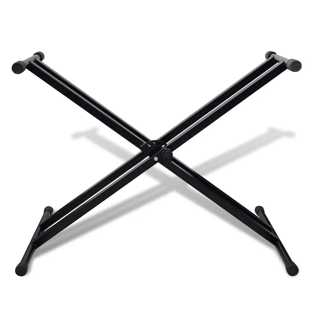 Adjustable Double Braced Keyboard Stand X-Frame Music Performance Heavy Duty Black