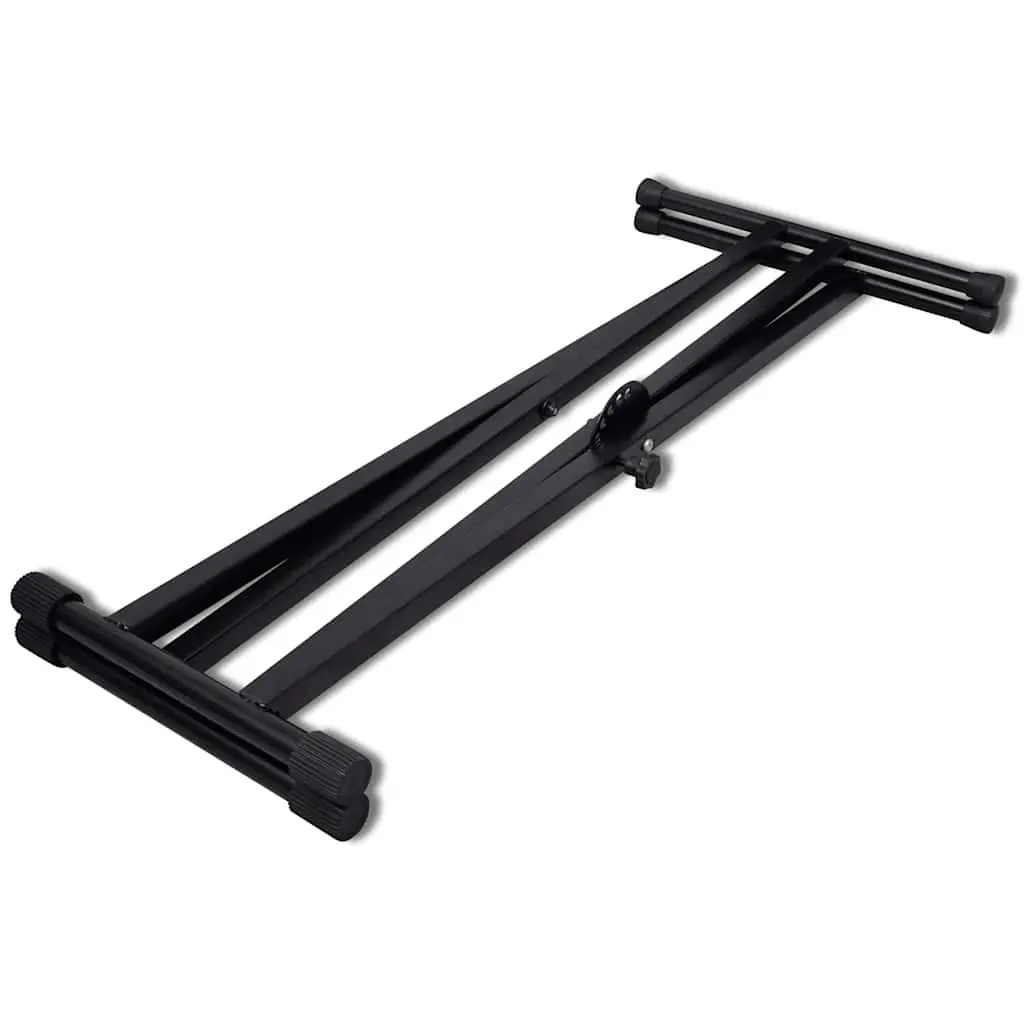Adjustable Double Braced Keyboard Stand X-Frame Music Performance Heavy Duty Black
